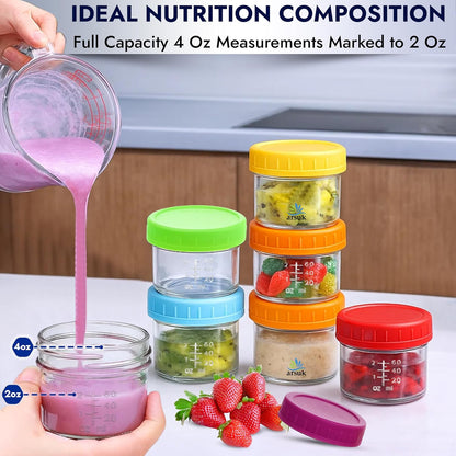 8 Oz Small Glass Food Storage Containers With Lids (6 Pack) - Airtight, Leakproof, BPA Free - 1 Cup Glass Containers with Lids for Sauce, Meal Prep - Reusable, Dishwasher, Microwave, & Freezer Safe