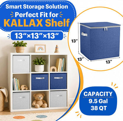 XXL Toy Storage Organizer with Play Mat – 15" x 15" x 16" Storage Bin for Kids Playroom, Foldable Fabric Bag and Basket for Nursery (Gray)