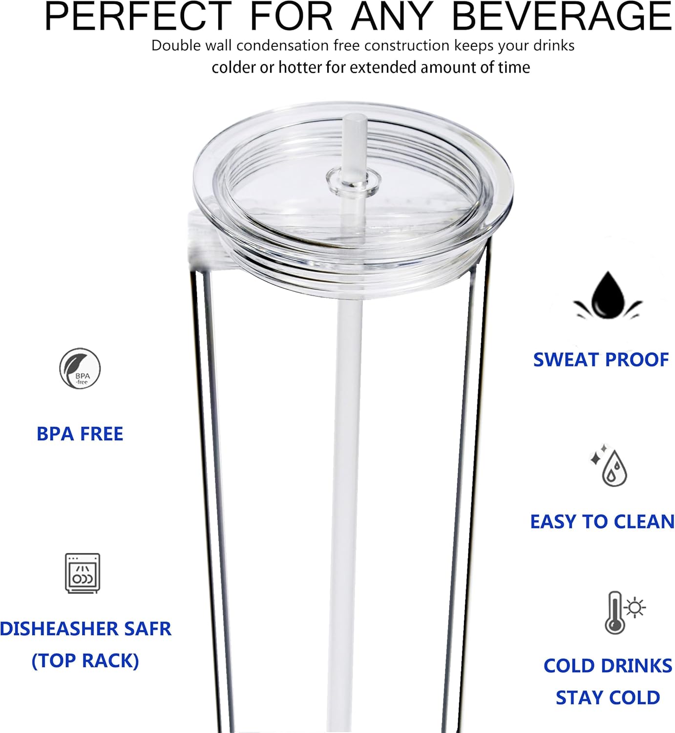 24 oz Clear Tumblers with Lid and Straw, 3 Pack Plastic Tumblers, Reusable Double Wall Insulated Cups for Travel,Parties, Birthdays,Gifts(3, Transparent+Black+Green)