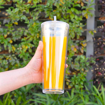 24 oz Clear Tumblers with Lid and Straw, 3 Pack Plastic Tumblers, Reusable Double Wall Insulated Cups for Travel,Parties, Birthdays,Gifts(3, Transparent+Black+Green)