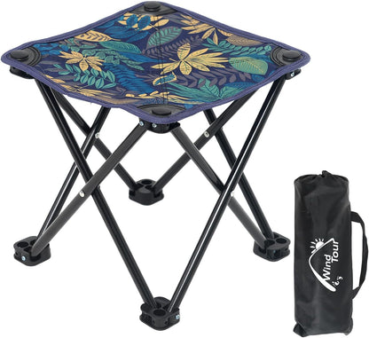 Portable Folding Camping Stool Outdoor Camping Lightweight Samll Chair for Fishing Hiking Gardening and Beach with Carry Bag (Medium Blue -1)
