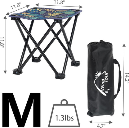 Portable Folding Camping Stool Outdoor Camping Lightweight Samll Chair for Fishing Hiking Gardening and Beach with Carry Bag (Medium Blue -1)