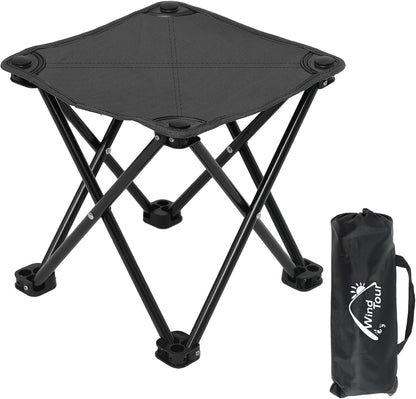 Portable Folding Camping Stool Outdoor Camping Lightweight Samll Chair for Fishing Hiking Gardening and Beach with Carry Bag (Medium Blue -1)