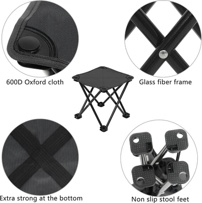 Portable Folding Camping Stool Outdoor Camping Lightweight Samll Chair for Fishing Hiking Gardening and Beach with Carry Bag (Medium Blue -1)