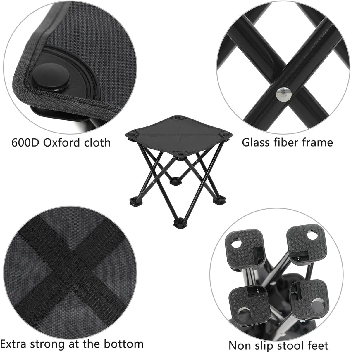 Portable Folding Camping Stool Outdoor Camping Lightweight Samll Chair for Fishing Hiking Gardening and Beach with Carry Bag (Medium Blue -1)