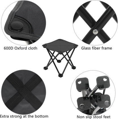 Portable Folding Camping Stool Outdoor Camping Lightweight Samll Chair for Fishing Hiking Gardening and Beach with Carry Bag (Medium Blue -1)