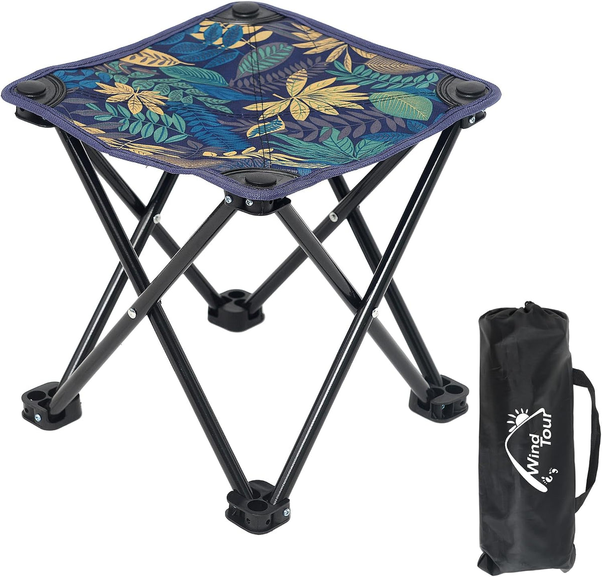 Portable Folding Camping Stool Outdoor Camping Lightweight Samll Chair for Fishing Hiking Gardening and Beach with Carry Bag (Medium Blue -1)
