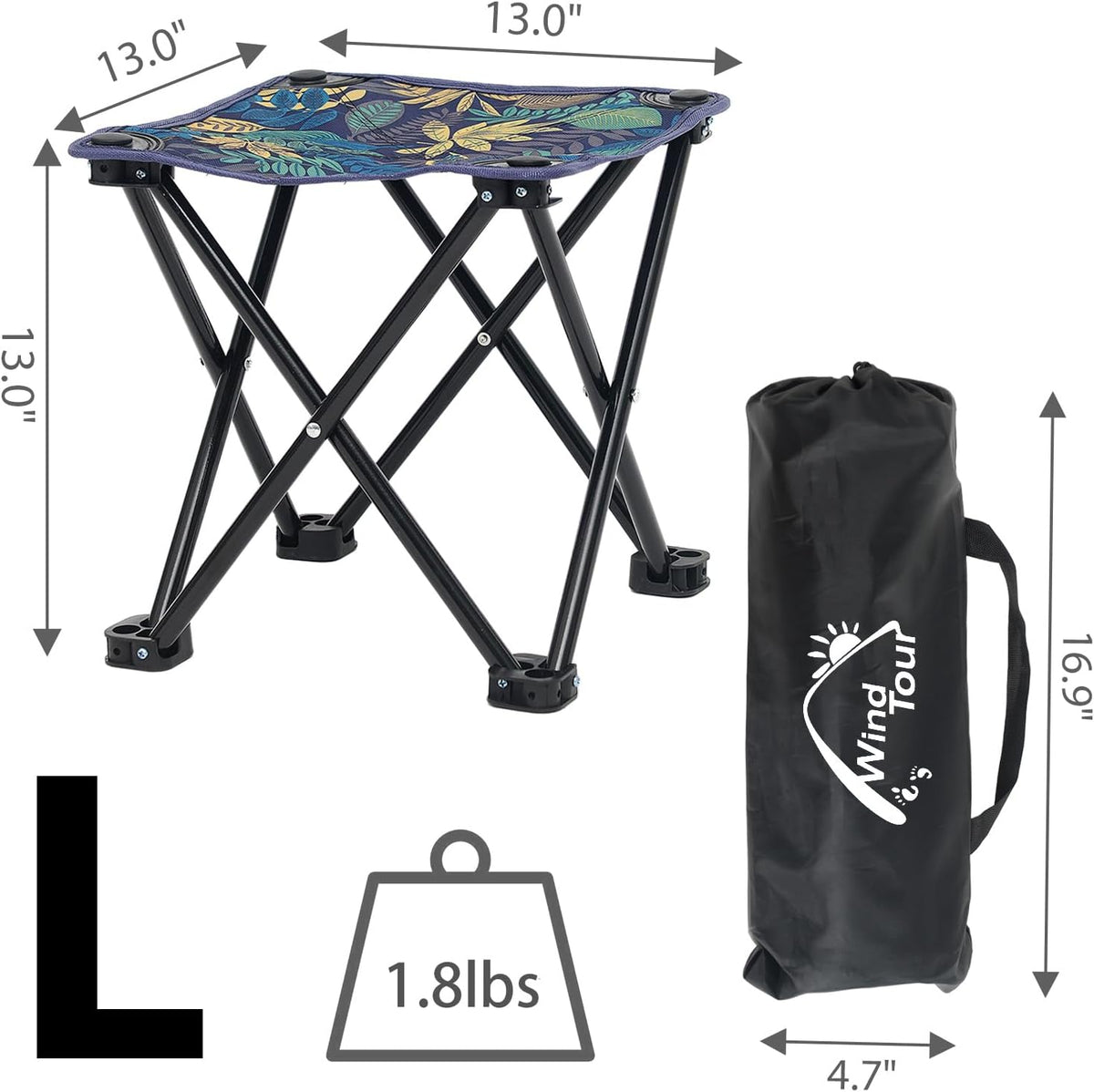 Portable Folding Camping Stool Outdoor Camping Lightweight Samll Chair for Fishing Hiking Gardening and Beach with Carry Bag (Medium Blue -1)