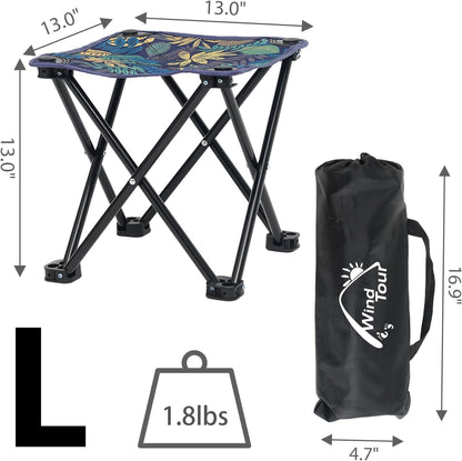 Portable Folding Camping Stool Outdoor Camping Lightweight Samll Chair for Fishing Hiking Gardening and Beach with Carry Bag (Medium Blue -1)