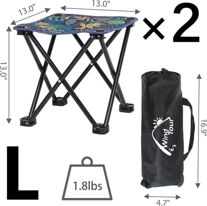 Portable Folding Camping Stool Outdoor Camping Lightweight Samll Chair for Fishing Hiking Gardening and Beach with Carry Bag (Medium Blue -1)