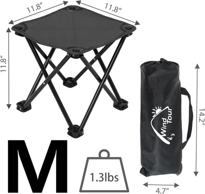 Portable Folding Camping Stool Outdoor Camping Lightweight Samll Chair for Fishing Hiking Gardening and Beach with Carry Bag (Medium Blue -1)