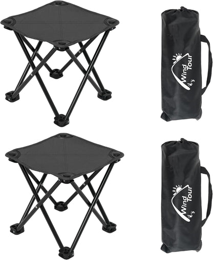 Portable Folding Camping Stool Outdoor Camping Lightweight Samll Chair for Fishing Hiking Gardening and Beach with Carry Bag (Medium Blue -1)