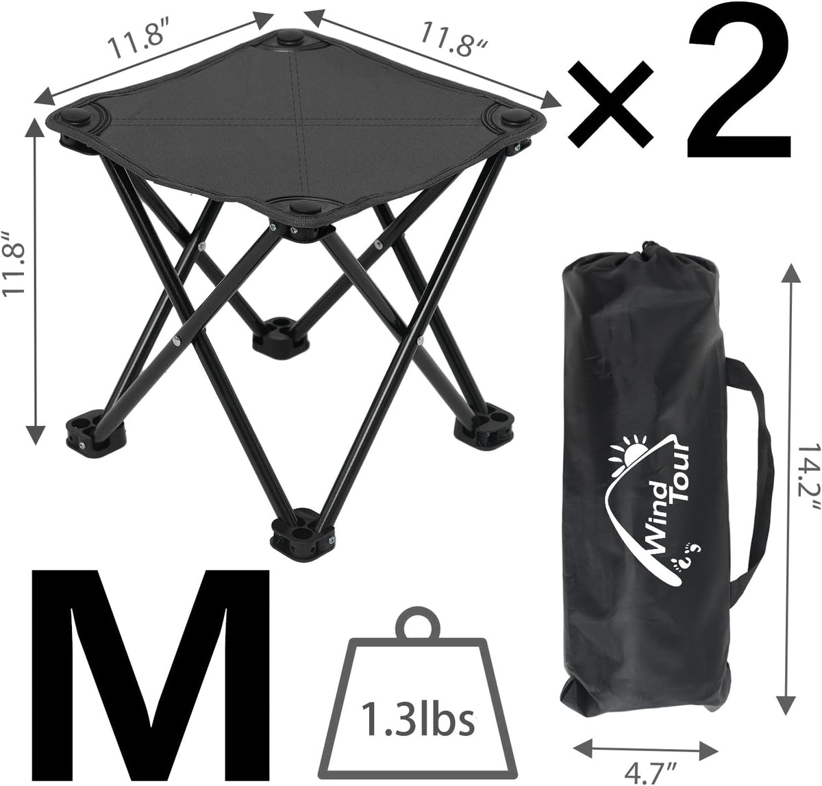 Portable Folding Camping Stool Outdoor Camping Lightweight Samll Chair for Fishing Hiking Gardening and Beach with Carry Bag (Medium Blue -1)