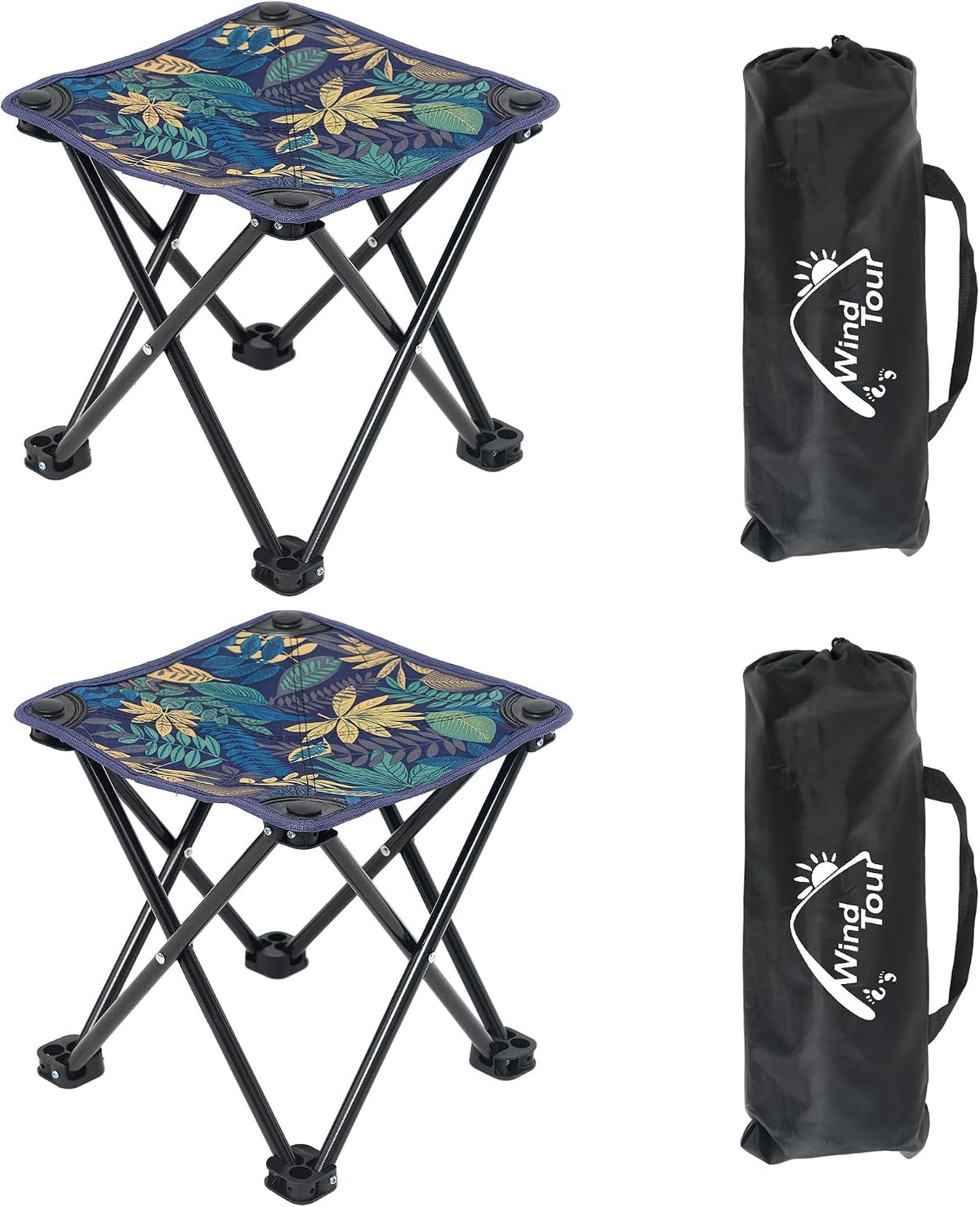 Portable Folding Camping Stool Outdoor Camping Lightweight Samll Chair for Fishing Hiking Gardening and Beach with Carry Bag (Medium Blue -1)