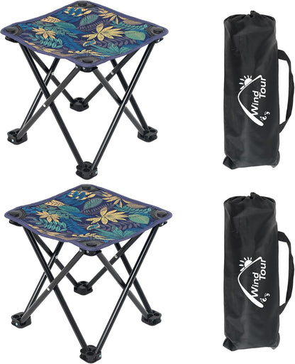 Portable Folding Camping Stool Outdoor Camping Lightweight Samll Chair for Fishing Hiking Gardening and Beach with Carry Bag (Medium Blue -1)