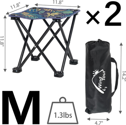 Portable Folding Camping Stool Outdoor Camping Lightweight Samll Chair for Fishing Hiking Gardening and Beach with Carry Bag (Medium Blue -1)