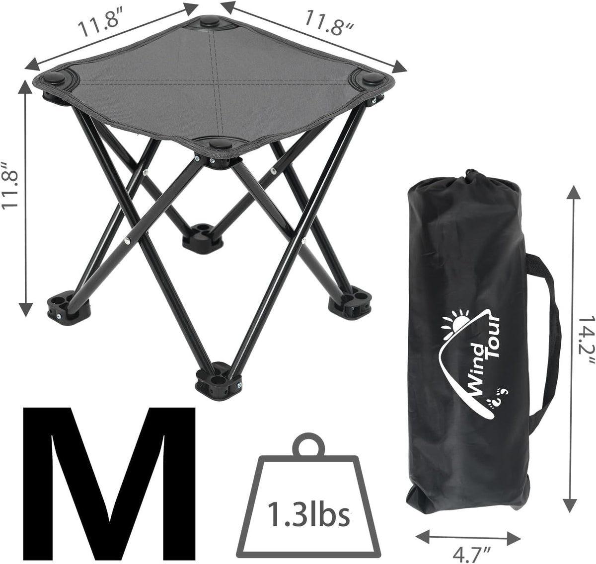 Portable Folding Camping Stool Outdoor Camping Lightweight Samll Chair for Fishing Hiking Gardening and Beach with Carry Bag (Medium Blue -1)