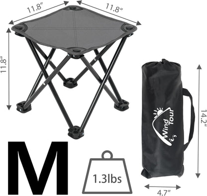 Portable Folding Camping Stool Outdoor Camping Lightweight Samll Chair for Fishing Hiking Gardening and Beach with Carry Bag (Medium Blue -1)