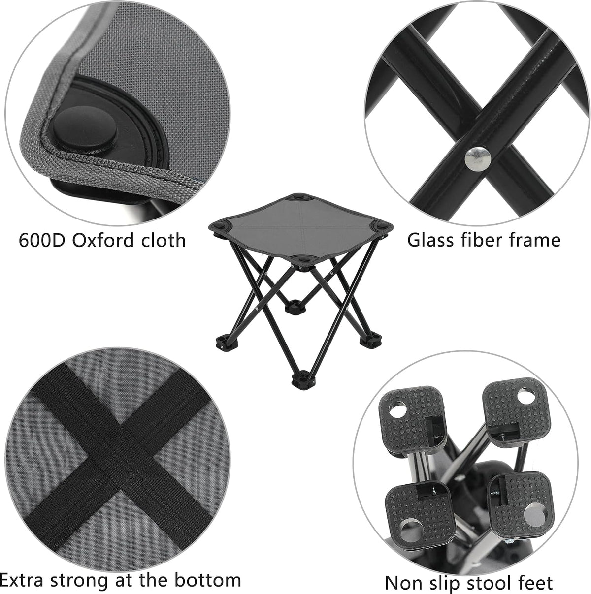 Portable Folding Camping Stool Outdoor Camping Lightweight Samll Chair for Fishing Hiking Gardening and Beach with Carry Bag (Medium Blue -1)