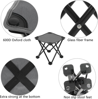 Portable Folding Camping Stool Outdoor Camping Lightweight Samll Chair for Fishing Hiking Gardening and Beach with Carry Bag (Medium Blue -1)