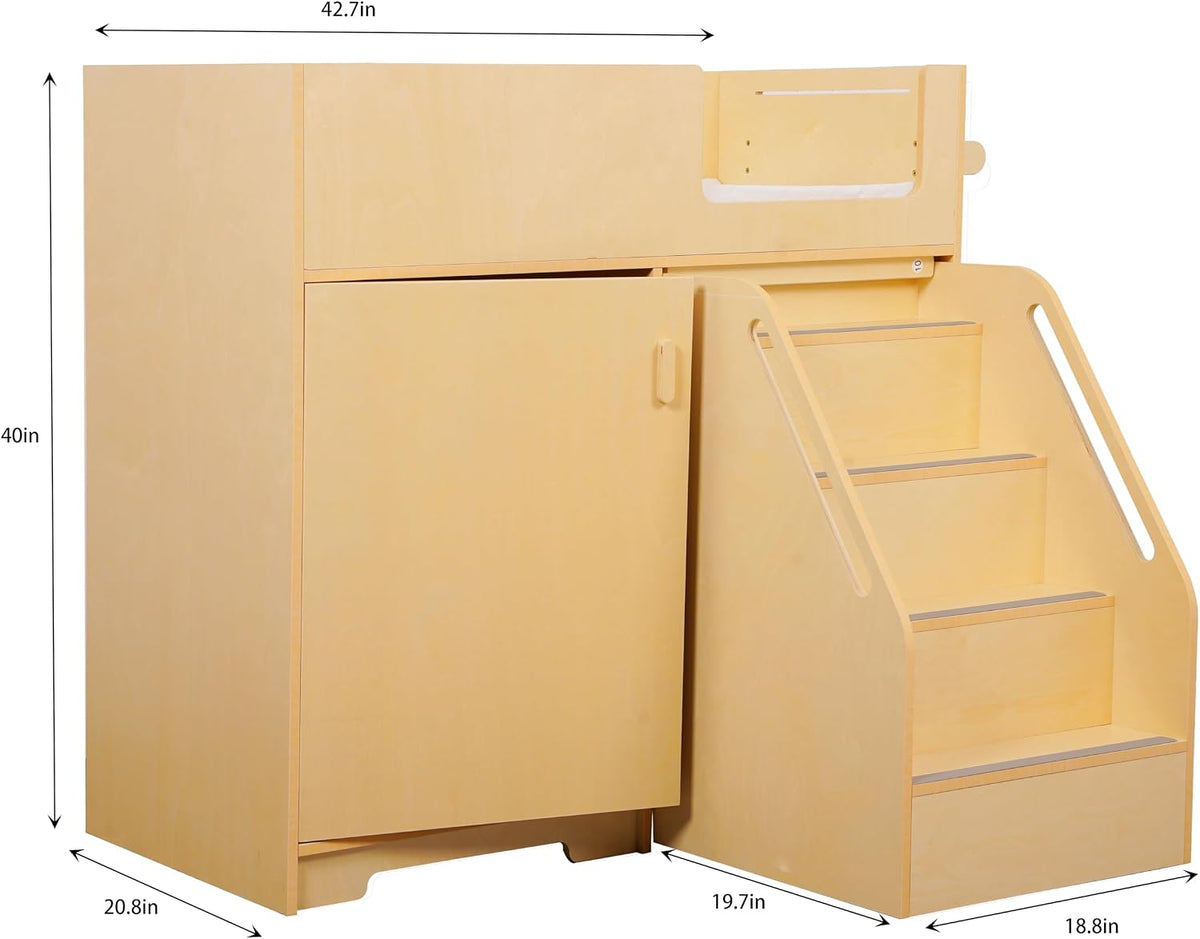 Changing Table with Stairs, Wooden Diaper Dresser