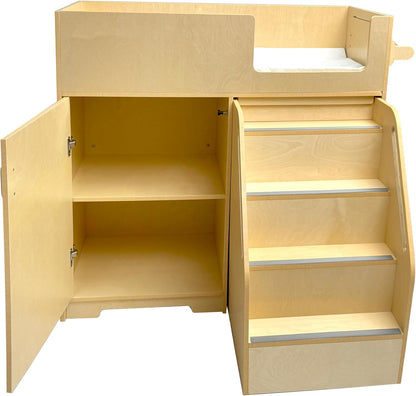 Changing Table with Stairs, Wooden Diaper Dresser