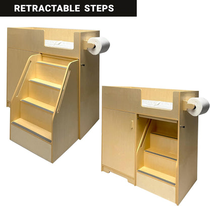 Changing Table with Stairs, Wooden Diaper Dresser