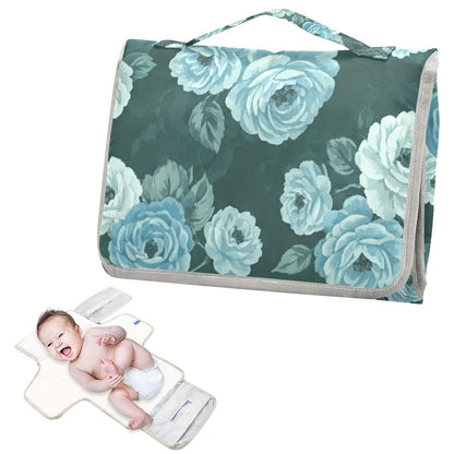 Teal Rose Design Portable Diaper Changing Pad for Family