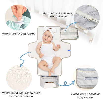 Teal Rose Design Portable Diaper Changing Pad for Family
