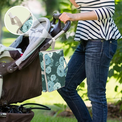 Teal Rose Design Portable Diaper Changing Pad for Family