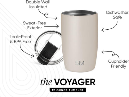 Travel Coffee Mug with Lid | 16oz | Blue | Voyager Coffee Cup, Coffee Tumbler for Hot & Iced Drinks | Insulated Stainless Steel Travel Mug | Blue Dune