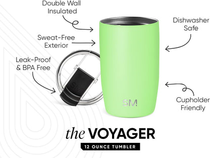Travel Coffee Mug with Lid | 16oz | Blue | Voyager Coffee Cup, Coffee Tumbler for Hot & Iced Drinks | Insulated Stainless Steel Travel Mug | Blue Dune