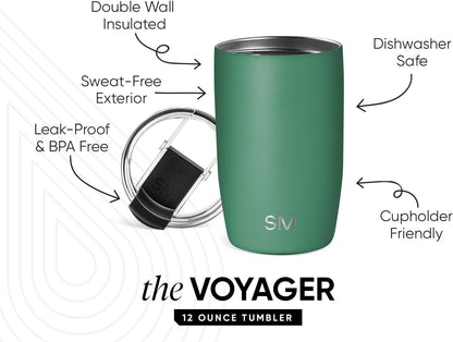 Travel Coffee Mug with Lid | 16oz | Blue | Voyager Coffee Cup, Coffee Tumbler for Hot & Iced Drinks | Insulated Stainless Steel Travel Mug | Blue Dune