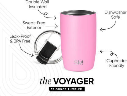 Travel Coffee Mug with Lid | 16oz | Blue | Voyager Coffee Cup, Coffee Tumbler for Hot & Iced Drinks | Insulated Stainless Steel Travel Mug | Blue Dune