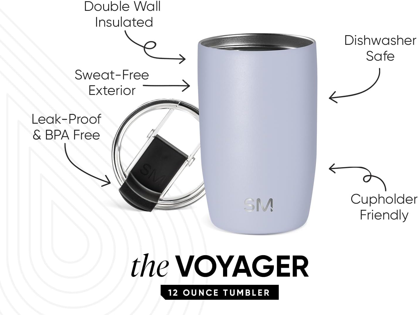 Travel Coffee Mug with Lid | 16oz | Blue | Voyager Coffee Cup, Coffee Tumbler for Hot & Iced Drinks | Insulated Stainless Steel Travel Mug | Blue Dune