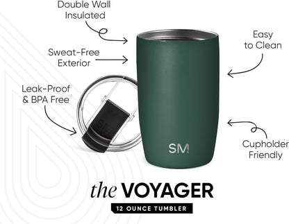Travel Coffee Mug with Lid | 16oz | Blue | Voyager Coffee Cup, Coffee Tumbler for Hot & Iced Drinks | Insulated Stainless Steel Travel Mug | Blue Dune