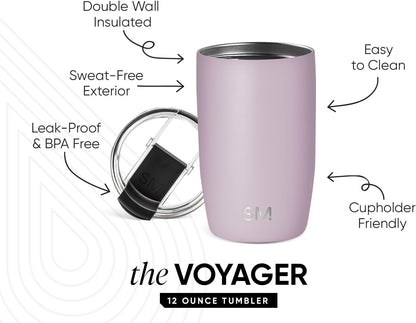 Travel Coffee Mug with Lid | 16oz | Blue | Voyager Coffee Cup, Coffee Tumbler for Hot & Iced Drinks | Insulated Stainless Steel Travel Mug | Blue Dune