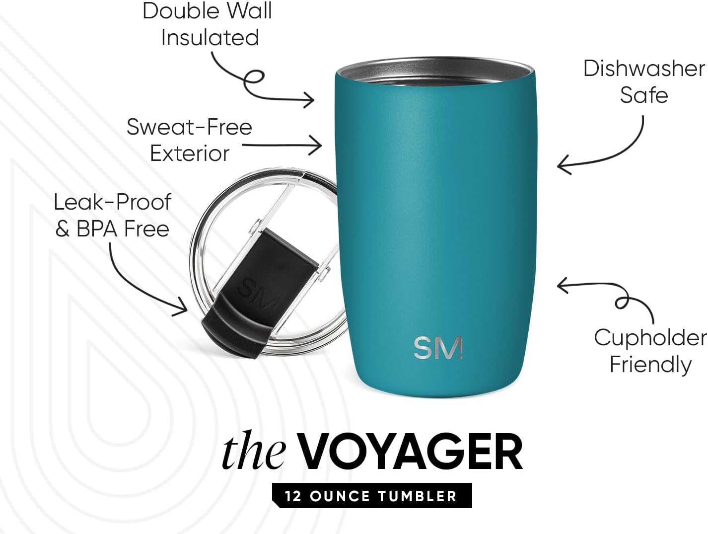 Travel Coffee Mug with Lid | 16oz | Blue | Voyager Coffee Cup, Coffee Tumbler for Hot & Iced Drinks | Insulated Stainless Steel Travel Mug | Blue Dune