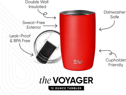 Travel Coffee Mug with Lid | 16oz | Blue | Voyager Coffee Cup, Coffee Tumbler for Hot & Iced Drinks | Insulated Stainless Steel Travel Mug | Blue Dune