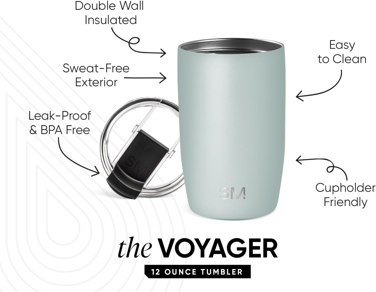Travel Coffee Mug with Lid | 16oz | Blue | Voyager Coffee Cup, Coffee Tumbler for Hot & Iced Drinks | Insulated Stainless Steel Travel Mug | Blue Dune