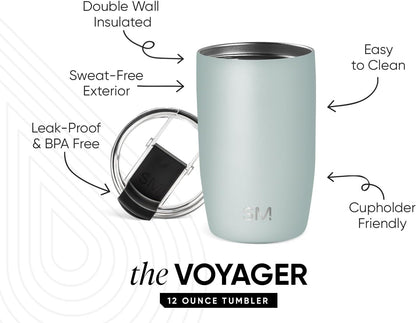 Travel Coffee Mug with Lid | 16oz | Blue | Voyager Coffee Cup, Coffee Tumbler for Hot & Iced Drinks | Insulated Stainless Steel Travel Mug | Blue Dune