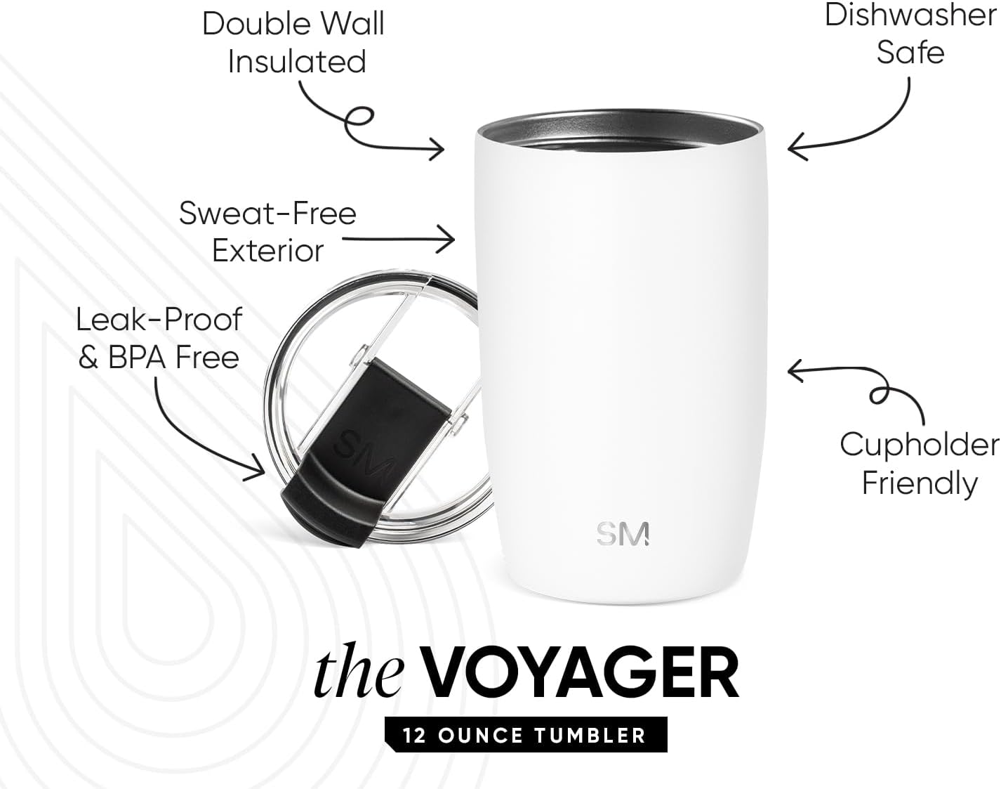 Travel Coffee Mug with Lid | 16oz | Blue | Voyager Coffee Cup, Coffee Tumbler for Hot & Iced Drinks | Insulated Stainless Steel Travel Mug | Blue Dune