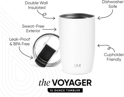 Travel Coffee Mug with Lid | 16oz | Blue | Voyager Coffee Cup, Coffee Tumbler for Hot & Iced Drinks | Insulated Stainless Steel Travel Mug | Blue Dune