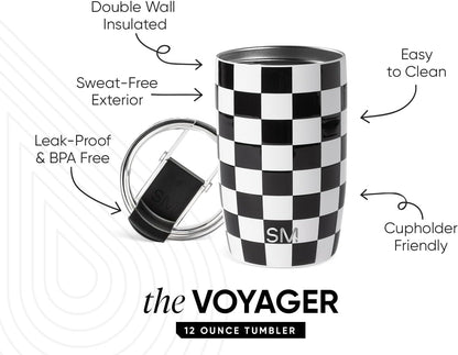 Travel Coffee Mug with Lid | 16oz | Blue | Voyager Coffee Cup, Coffee Tumbler for Hot & Iced Drinks | Insulated Stainless Steel Travel Mug | Blue Dune
