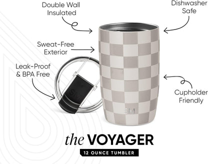 Travel Coffee Mug with Lid | 16oz | Blue | Voyager Coffee Cup, Coffee Tumbler for Hot & Iced Drinks | Insulated Stainless Steel Travel Mug | Blue Dune