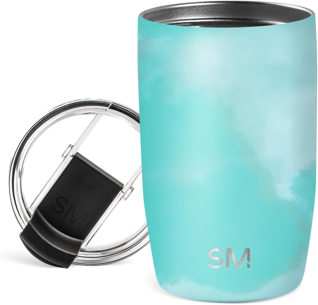 Travel Coffee Mug with Lid | 16oz | Blue | Voyager Coffee Cup, Coffee Tumbler for Hot & Iced Drinks | Insulated Stainless Steel Travel Mug | Blue Dune