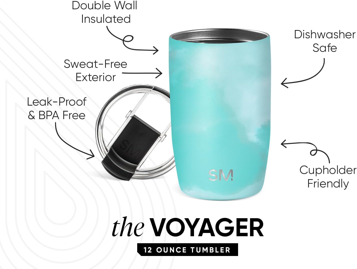 Travel Coffee Mug with Lid | 16oz | Blue | Voyager Coffee Cup, Coffee Tumbler for Hot & Iced Drinks | Insulated Stainless Steel Travel Mug | Blue Dune