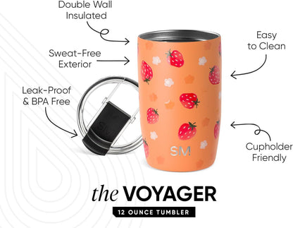 Travel Coffee Mug with Lid | 16oz | Blue | Voyager Coffee Cup, Coffee Tumbler for Hot & Iced Drinks | Insulated Stainless Steel Travel Mug | Blue Dune