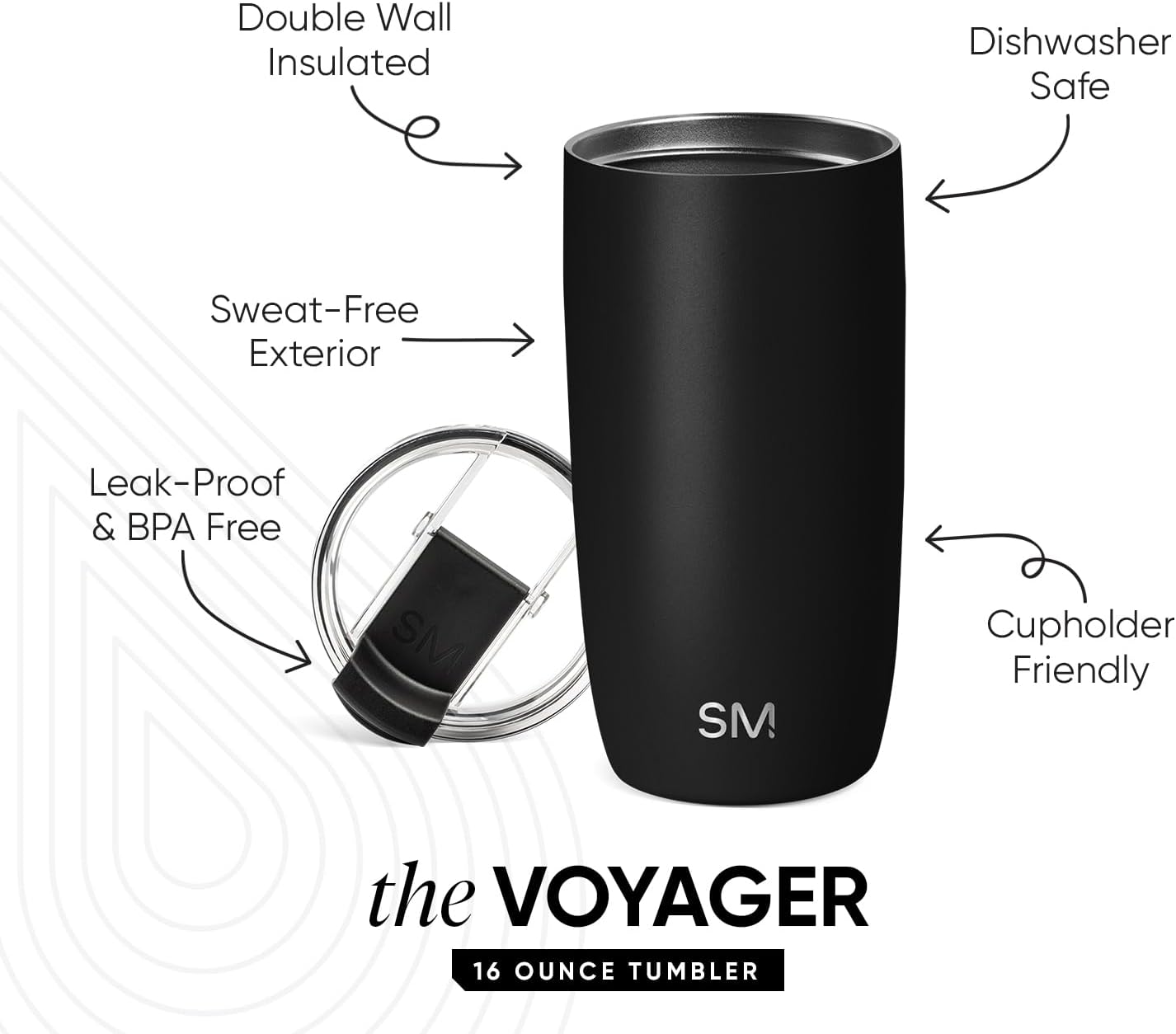 Travel Coffee Mug with Lid | 16oz | Blue | Voyager Coffee Cup, Coffee Tumbler for Hot & Iced Drinks | Insulated Stainless Steel Travel Mug | Blue Dune