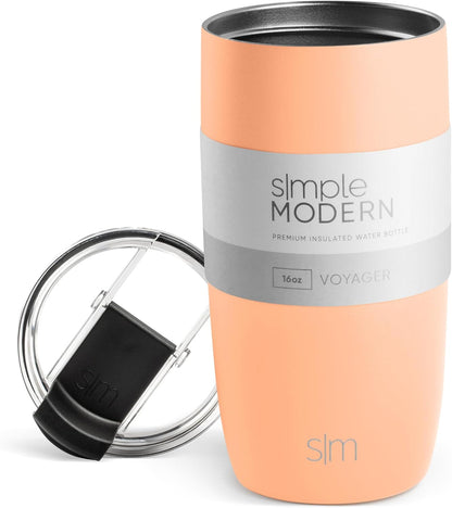 Travel Coffee Mug with Lid | 16oz | Blue | Voyager Coffee Cup, Coffee Tumbler for Hot & Iced Drinks | Insulated Stainless Steel Travel Mug | Blue Dune